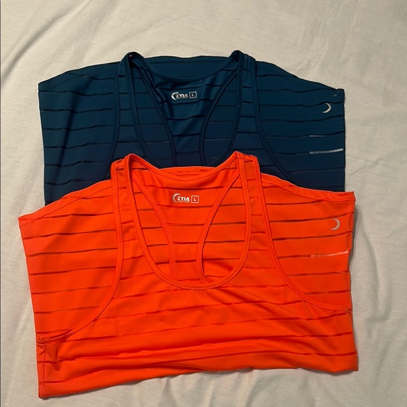 ZYIA Tops - ZYIA Striped Tank Tops - Navy and Orange